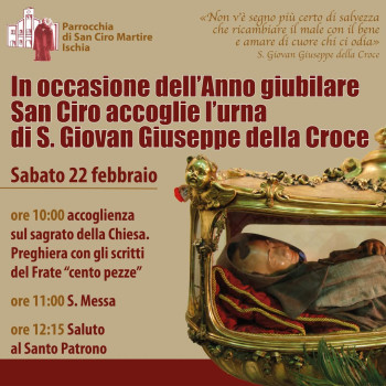 San Ciro accoglie l'urna di San Giovan Giuseppe della Croce